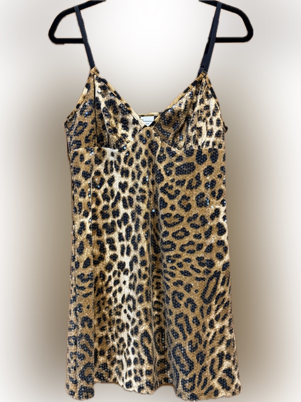 No Boundaries Leopard Sequin Velvet Cami Dress Size M 8-10 Animal Print